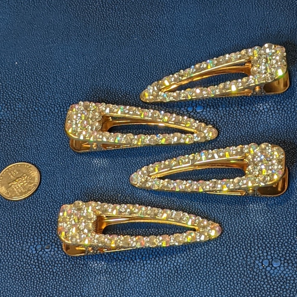 Gold Rhinestone Hair Clips! - Picture 2 of 3